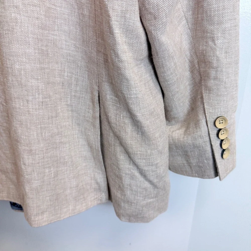 Oak Hill Mens 3XLT 54L/56L Beige Linen Blend Two Button Blazer Sport Coat
